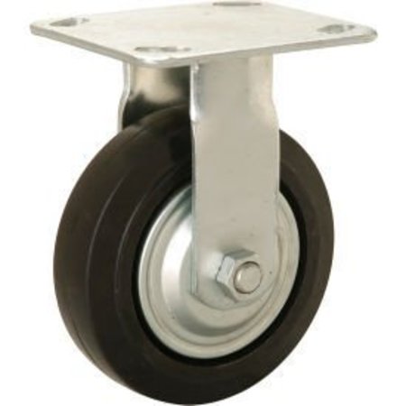 GLOBAL EQUIPMENT Heavy Duty Rigid Plate Caster 5" Mold-on Rubber Wheel 350 lb. Capacity CW3-515R-MOR-TG